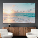 Tranquil Ocean Beach Sunset Canvas Wall Art | 3-Panel