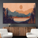 Modern Boho Sunset Canvas Print, Mountain Landscape Triptych