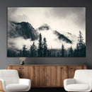 Large Foggy Mountain Forest Wall Art Canvas Print | Misty