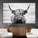 Scottish Highland Cow Cattle Art Print on Wood Background by MyGreatCanvas | Canvas Wall Art Prints | Photo Prints & Wall Decor