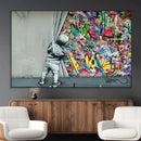 Banksy Colorful Street Graffiti Canvas Wall Art Print, by MyGreatCanvas | Canvas Wall Art Prints | Photo Prints & Wall Decor