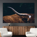 Texas Longhorn Bull Wall Art Canvas Print - Large Framed