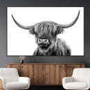 Grayscale Scottish Highland Cow Cattle Art Print Farmhouse by MyGreatCanvas | Canvas Wall Art Prints | Photo Prints & Wall Decor