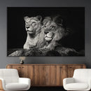 Lion Couple Wall Art Canvas Print – Elegant Black and White
