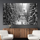 Winter Ski Lift Black and White Canvas Wall Art – Alpine