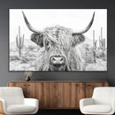 Rustic Charm | Cow Longhorn Black White Bighorn Wall Art by MyGreatCanvas | Canvas Wall Art Prints | Photo Prints & Wall Decor