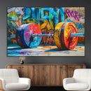 Fitness Gym Barbell Graffiti Wall Art Canvas Print