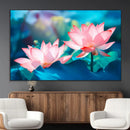 Pink Lotus Flower Canvas Wall Art | Vibrant Floral Wall