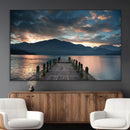 Mountain Lake Wood Pier Canvas Wall Art Nature Lake Print