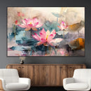 Lotus Flower Wall Art | 3-Panel Giclee Canvas Print of Pink