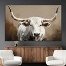 White Longhorn Bull Wall Art Canvas Print – Framed and Ready by MyGreatCanvas | Canvas Wall Art Prints | Photo Prints & Wall Decor