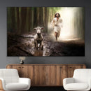 Jesus Canvas Wall Art - Jesus Running After Lost Lamb,