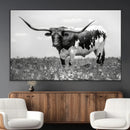 Texas Black White Highland Longhorn Cow Wall Art Canvas by MyGreatCanvas | Canvas Wall Art Prints | Photo Prints & Wall Decor