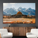 Vintage Old Barn Field Wall Art Canvas Print for Farmhouse