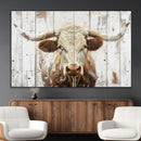 Rustic Longhorn Bull Wall Art Canvas Set – Western-Inspired by MyGreatCanvas | Canvas Wall Art Prints | Photo Prints & Wall Decor