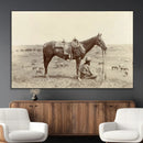 Cowboy Wall Art - Western Horse Canvas Print - Vintage