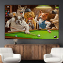 Dogs Playing Pool Canvas Wall Art Funny Gifts Dog Print