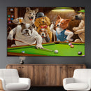 Dogs Playing Pool Canvas Wall Art Funny Gifts Dog Print