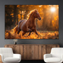Running Horse Sunset Forest Wall Art Canvas Print