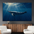 Whale under Ocean Wall Art Canvas Print