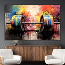 Weightlifting Barbell Art Triptych, Bold Abstract Fitness