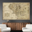 Vintage Middle Earth Map Wall Art Canvas – Lord of the Rings