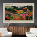 Yayoi Kusama Landscape Canvas Print, Vibrant Floral Mountain