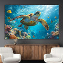 Sea Turtle Underwater Canvas Wall Art Print - Vibrant Ocean