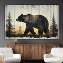 Vintage Bear Wall Art Canvas Print for Farmhouse - Mountain