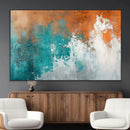 Vintage Abstract Print - Bold Teal and Orange Canvas Wall