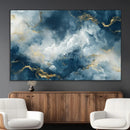 Large Abstract Print - Luxe Blue and Gold Abstract Canvas