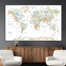 Animal World Map for Kids Room Decor