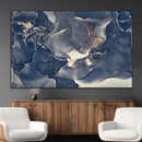 Large Abstract Blue and Gold Canvas Wall Art Fluid Ink