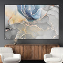 Large Abstract Blue and Gold Canvas Wall Art | Fluid Ink