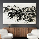 Abstract Horse Wall Art Canvas Print - Dynamic Black Ink