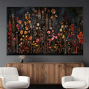 Dark Floral Canvas Wall Art - Moody Botanical Flower Print -
