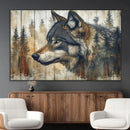 Rustic Wolf Wall Art Canvas Print – Vintage Woodland