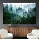 Misty Forest Wall Art Canvas Print – Framed Foggy Mountain
