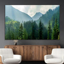 Misty Forest Mountain Wall Art Canvas Print – Framed Serene