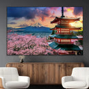 Mount Fuji Cherry Blossom Wall Art Canvas Print – Framed