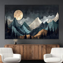 Moonlit Mountain Wall Art Canvas Print – Silhouetted Pines