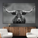 Texas Longhorn Wall Art Canvas Print – Framed Western Bull