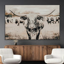 Texas Longhorn Wall Art Canvas Print – Framed Speckled Bull