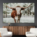 Texas Longhorn Wall Art Canvas Print – Framed Spotted Bull