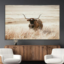 Texas Longhorn Wall Art Canvas Print – Framed Brown Horned