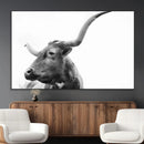 Longhorn Wall Art Canvas Print – Framed Monochrome Ranch Cow