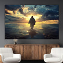 Jesus Walks Wall Art Canvas Print Framed Divine Sunset Art