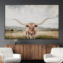 Texas Longhorn Wall Art Canvas Print – Framed Western Cow