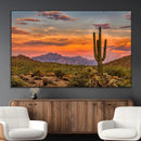 Saguaro Cactus Wall Art Canvas Print – Framed Arizona Sunset