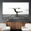 Yoga Surf Wall Art Canvas Print – Framed Black White Shore by MyGreatCanvas | Canvas Wall Art Prints | Photo Prints & Wall Decor